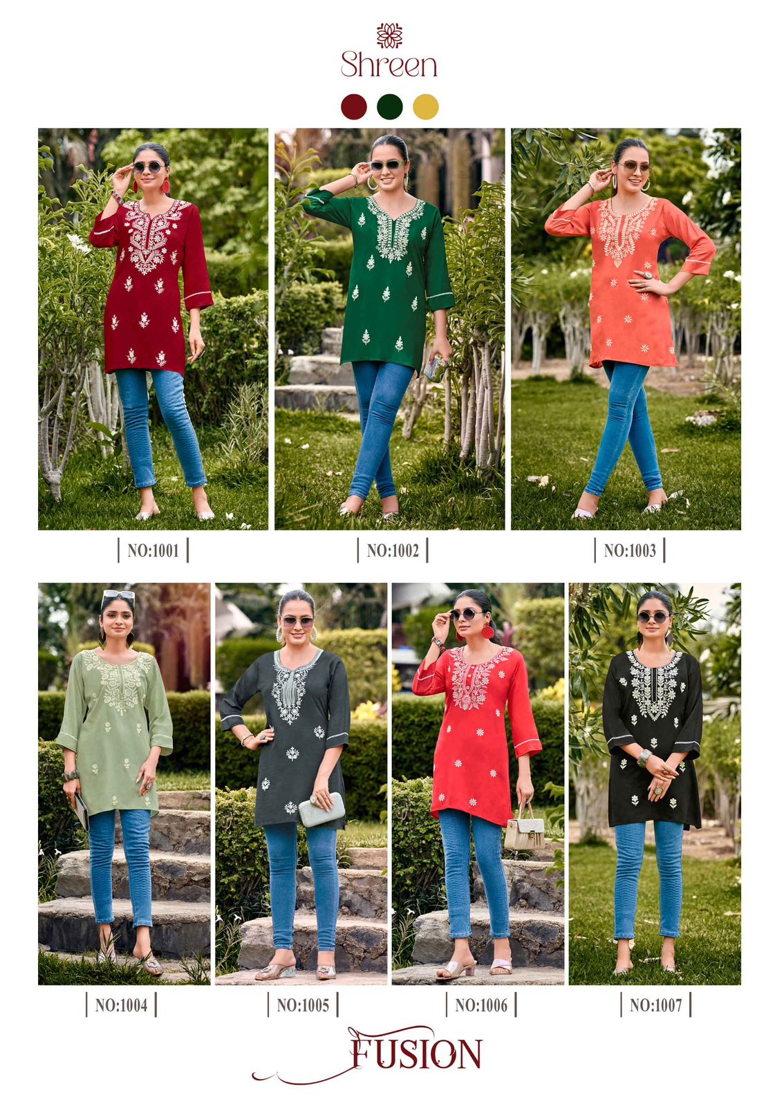 Fusion By Shreen Rayon Lucknowi Work Ladies Top Wholesalers In Delhi
